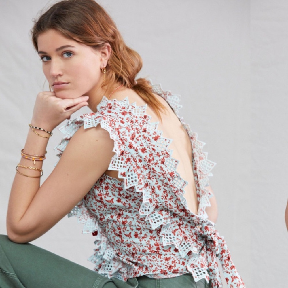 Anthropologie Open Back Tie Blouse ☀️